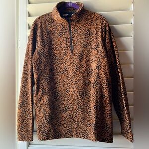 Lands' End - NWT - Animal Print Fleece Quarter Zip
S - M - L - XL  Burnt Caramel